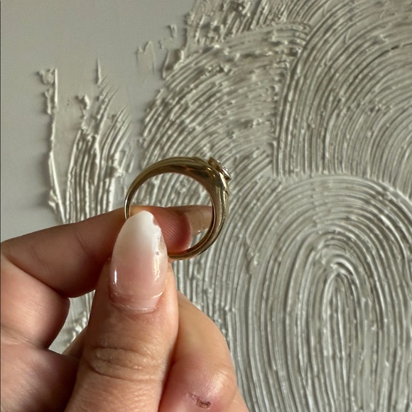 Solid 9 ct yellow gold Zircon Signet ring Vintage - Picture 2 of 6